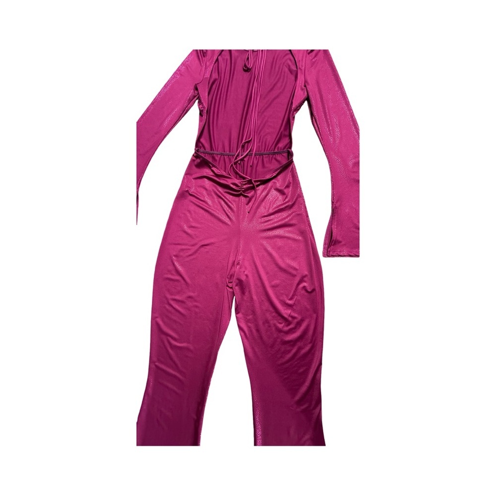For Tall women Magenta Jumpsuit with Open Back. Size large no lining - Picture 6 of 15